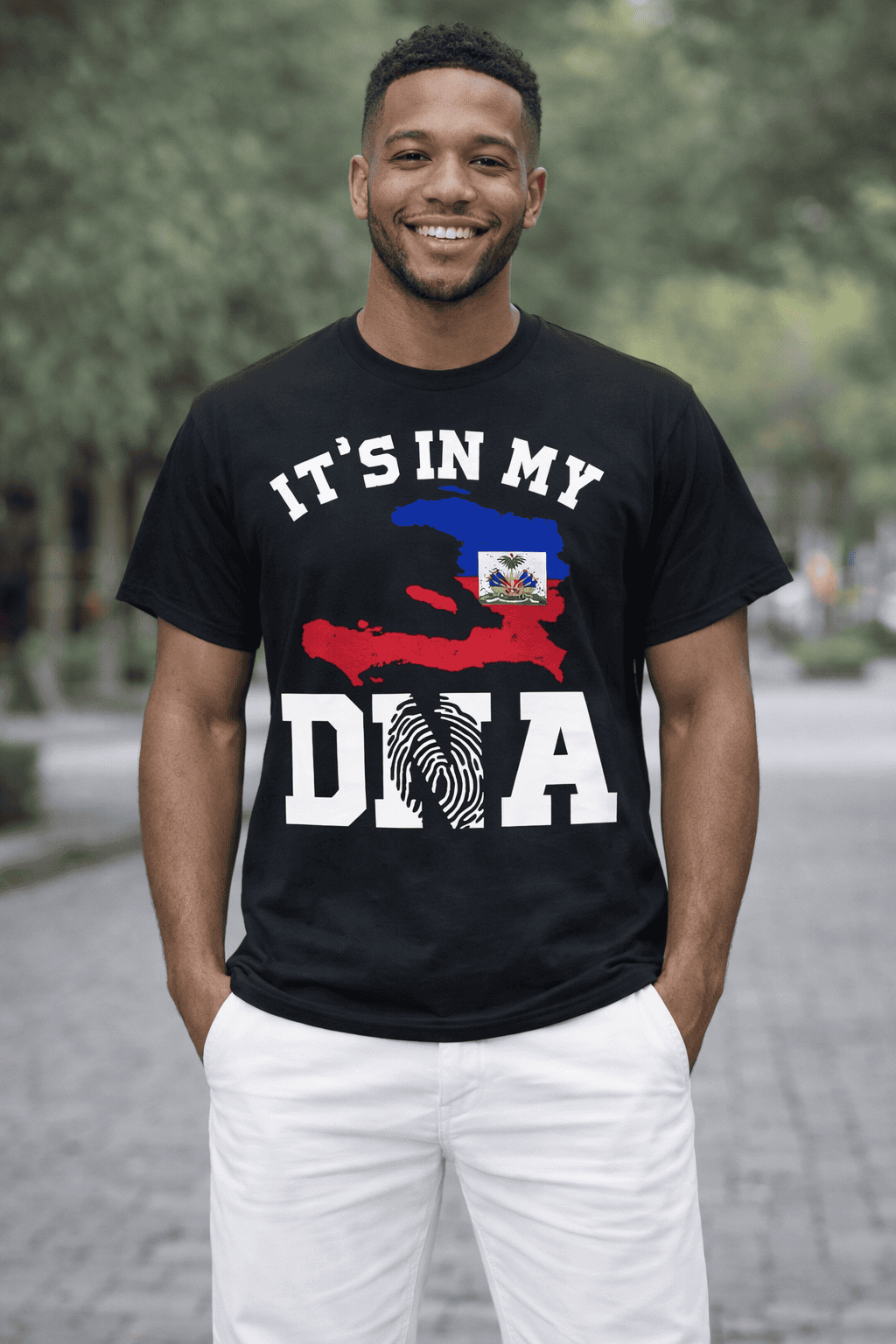 Haitian Pride “It’s In My DNA” T-Shirt 🇭🇹 | Unisex Cotton Graphic Tee | Black Shirt