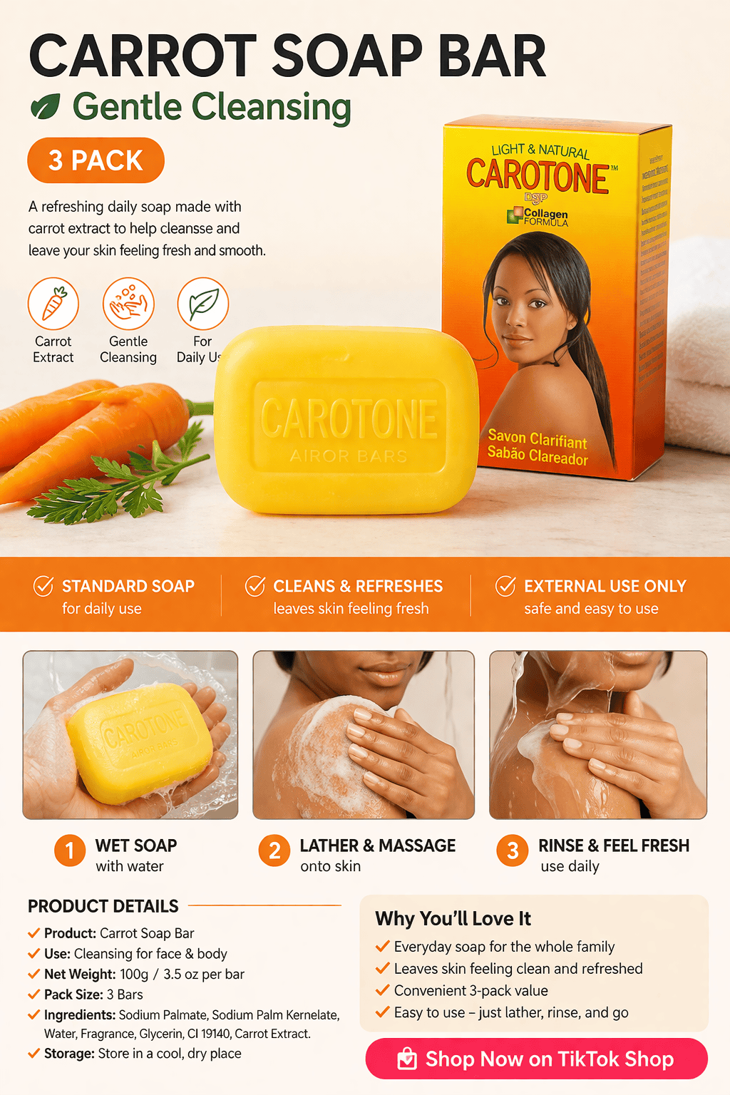 “Carrot Soap Bar – Gentle Cleansing