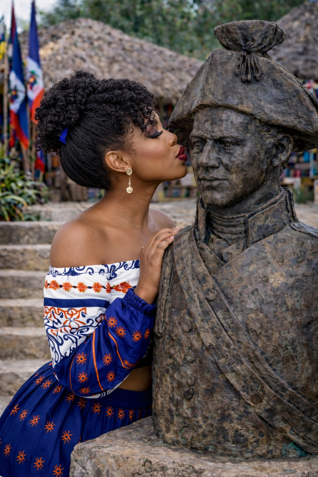 Women Two Piece Off shoulder Long Flared Sleeves Solid Tops and All over Print bottoms skirt Sets.