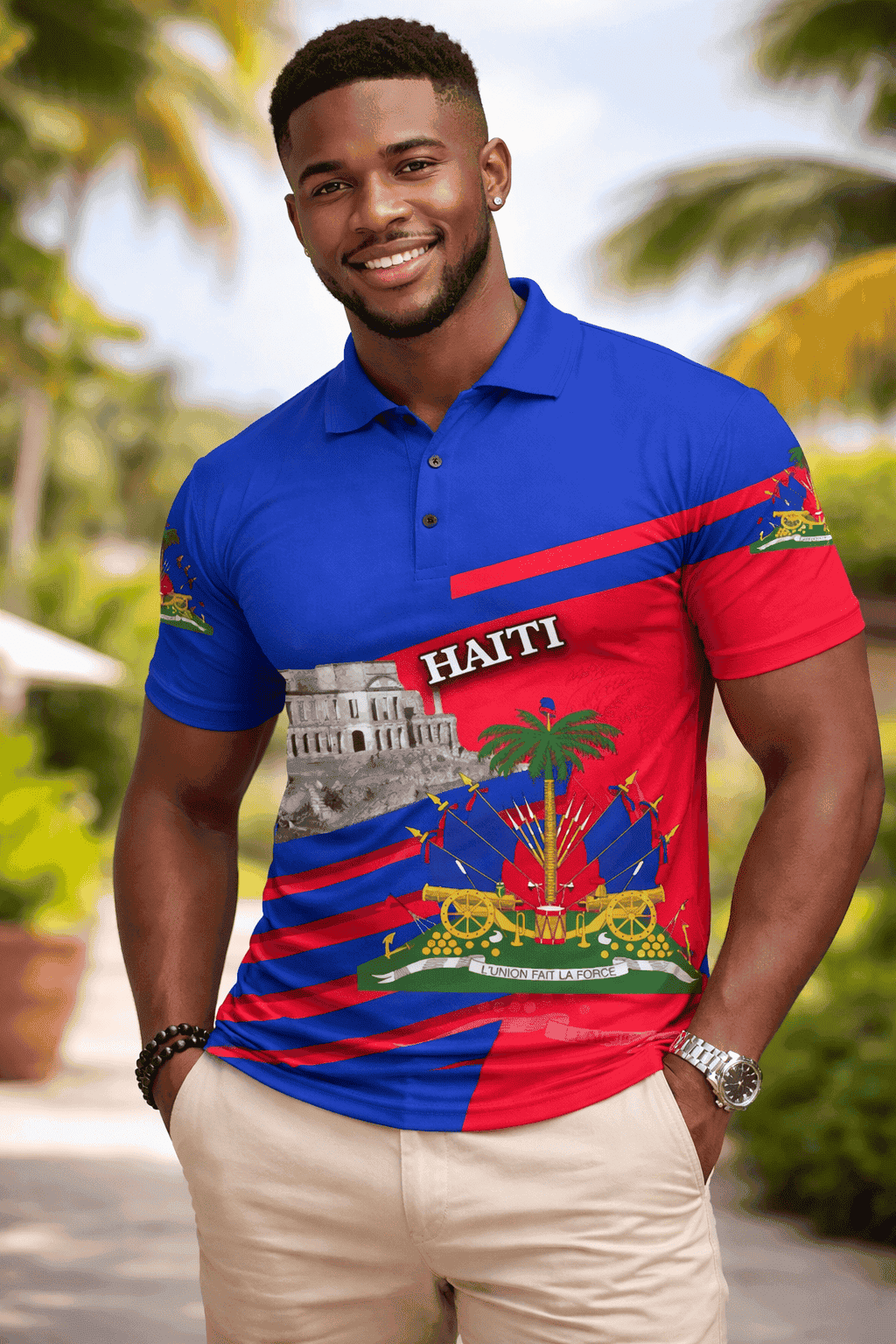 Haiti Flag Polo Shirt – 3D Emblem Edition