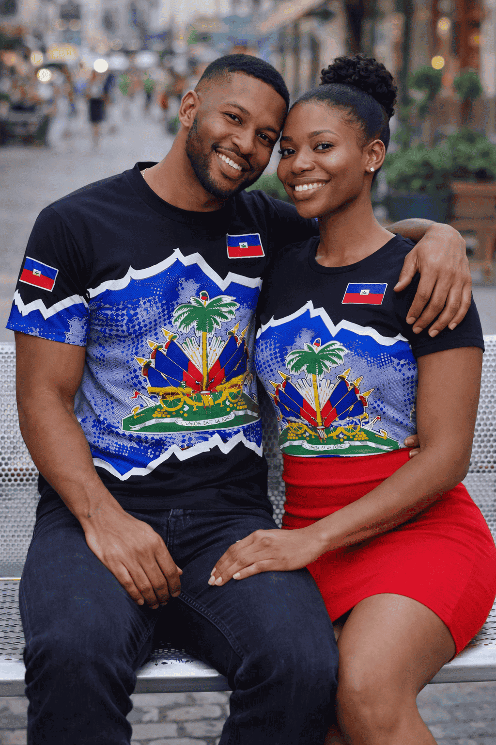 Men’s Haitian Flag 3D Print T-Shirt – National Emblem Short Sleeve